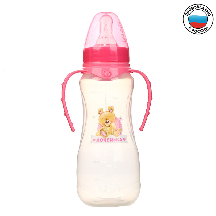 בקבוק תינוק להאכלה " דובי פולי", מצויד, עם ידיות, 250 מ" ל, החל מ -0 חודשים, ורוד