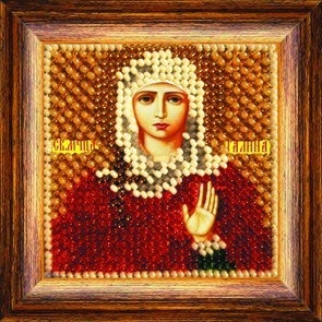 Zeichnung auf Stoff Stickerei-Mosaik-Kunst. 4038 Ikone des hl. Märtyrerin Galina 6,5x6,5 cm