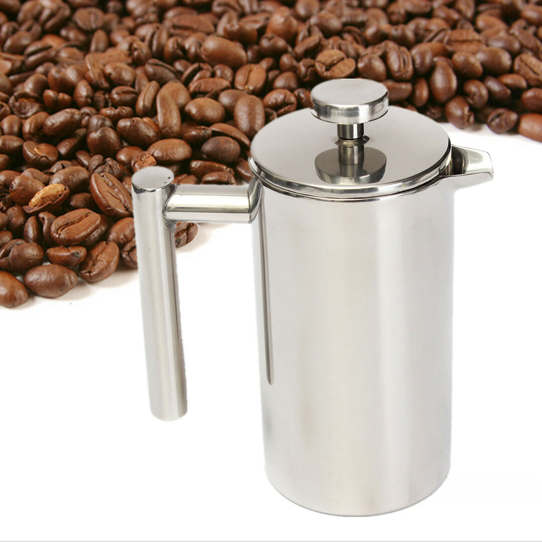 Double Layer Cafetiere Filter 800 / 1000ml Stainless Steel Tea Coffee Maker Water Bottle