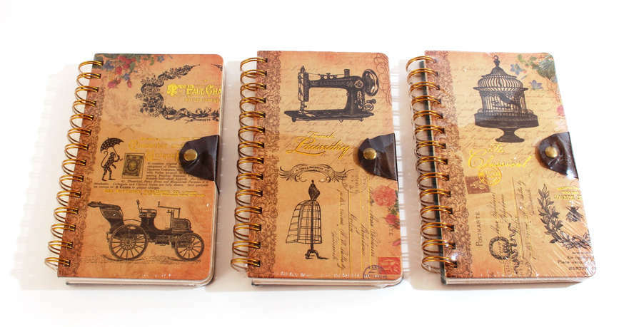 Notepad 11.5 * 18.5cm 120 pages Vintage, spiral, with button 12-21204-NP (40K) -PX-02