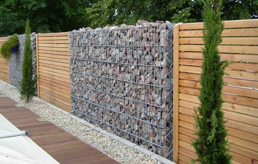 The use of gabions for fencing garden