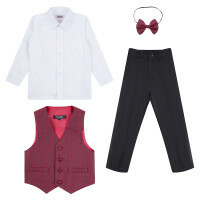 Set voor jongen Rodeng, overhemd, vlinderdas, vest, broek, hoogte 92 cm