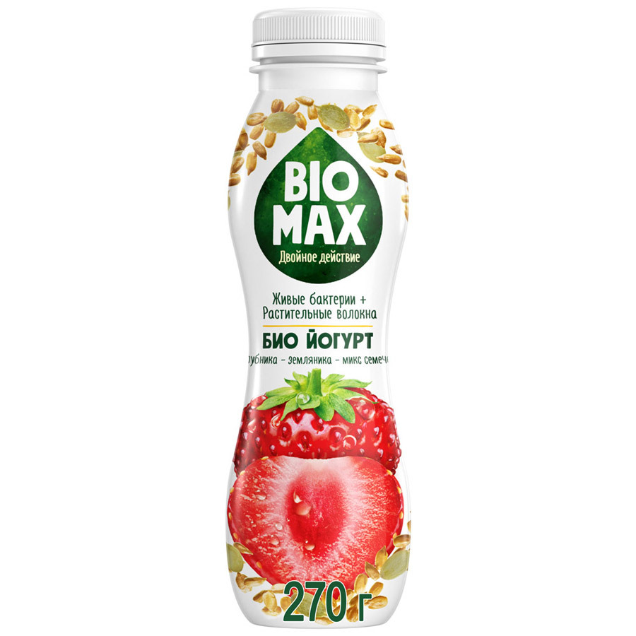 תערובת זרעי תות-תות שדה ביו-יוגורט BioMax 1.9%, 270 גרם