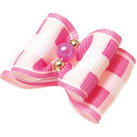 Voluminous bows for dogs Nostalgia, 3.5x2.5 cm (white-pink)
