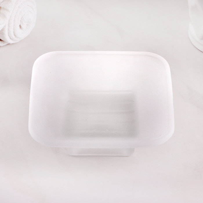 Glass frosted soap dish \