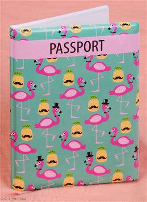 Omotnica za putovnicu Flamingo i ananas s brkovima 9 * 13 cm (PVC kutija) OP2017-164