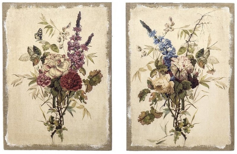Virágcsokrok plakátokon a hálószobában a stílus Provence
