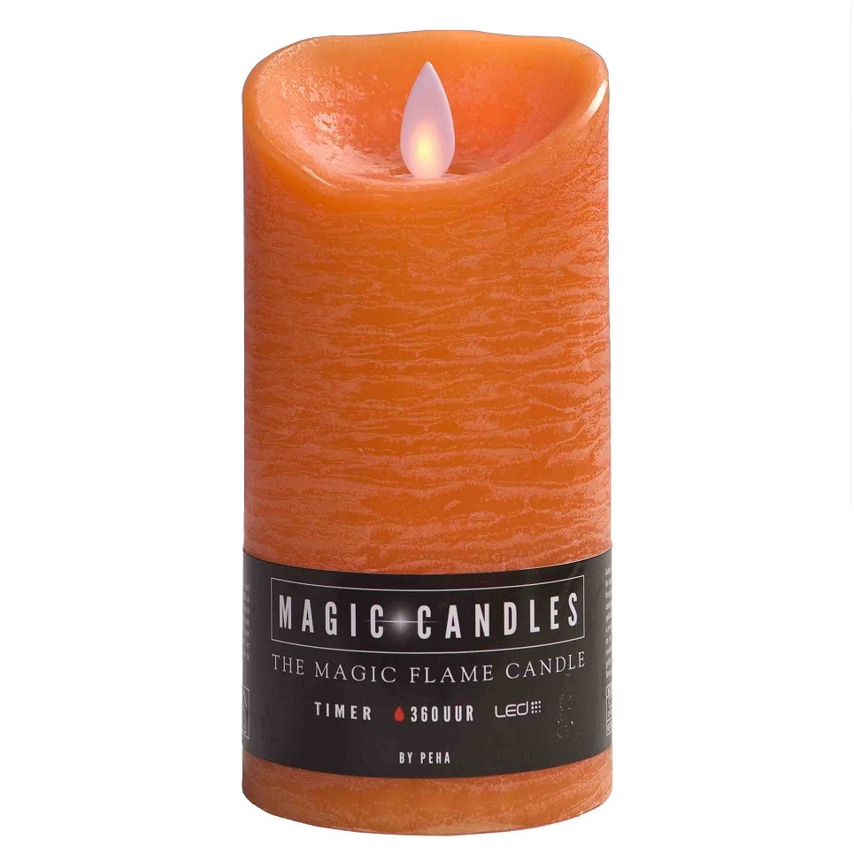 Wax candle lamp with live flame, 15 * 7.5 cm, orange, MB-20201 battery