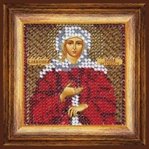 Tegning på stof Broderi mosaik kunst. 4043 Ikon for St. Martyr Xenia i Skt. Petersborg 6,5x6,5 cm