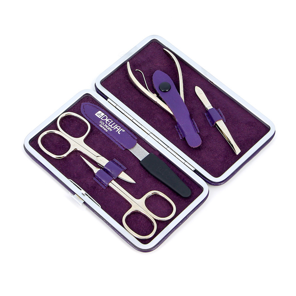 Dewal Manicure Set 5-Piece Purple Leather Case 503VL