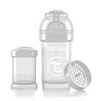 Twistshake koolikutevastane söötmispudel, valge (teemant), 180 ml