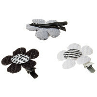Bows-hairpins for dogs in the shape of a Comilfo flower, 4 cm, 8 pieces (black and white)