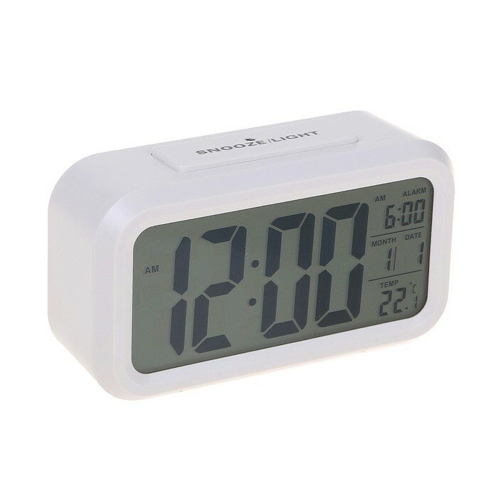Elektronisk väckarklocka, rektangulär, horisontell, mix, 3 x AAA -batterier, 13,5 x 4,5 x 7,5 cm