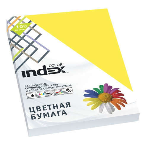 Paper, colored, office, Index Color 80gr, A4, canary (57), 100l