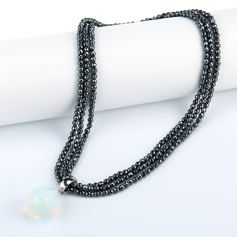Beads My-bijou Drops, hematite / moonstone 152 cm