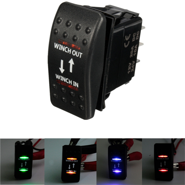 Pin 20A Winch / On-Off Rel Rocker Switch Car Boat 4 Colors LED