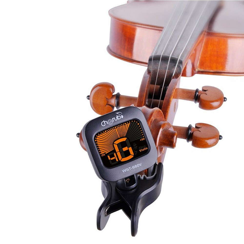 Pinça ajustável no sintonizador com display LCD para violino