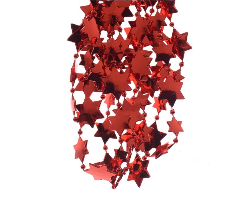 Plastové korálky Hviezdy 270 cm červené 000466