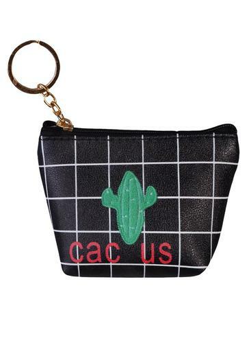 Glidelås lommebok Cactus (lær) 11 * 9cm (PVC -eske)