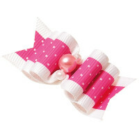 Voluminous bows for dogs Nostalgia, 5.5x2.2 cm (white-pink)