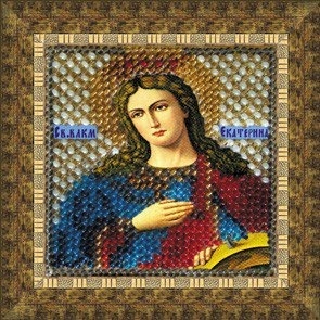 Zeichnung auf Stoff Stickerei-Mosaik-Kunst. 4044 Ikone des hl. Große Märtyrerin Katharina 6,5x6,5 cm