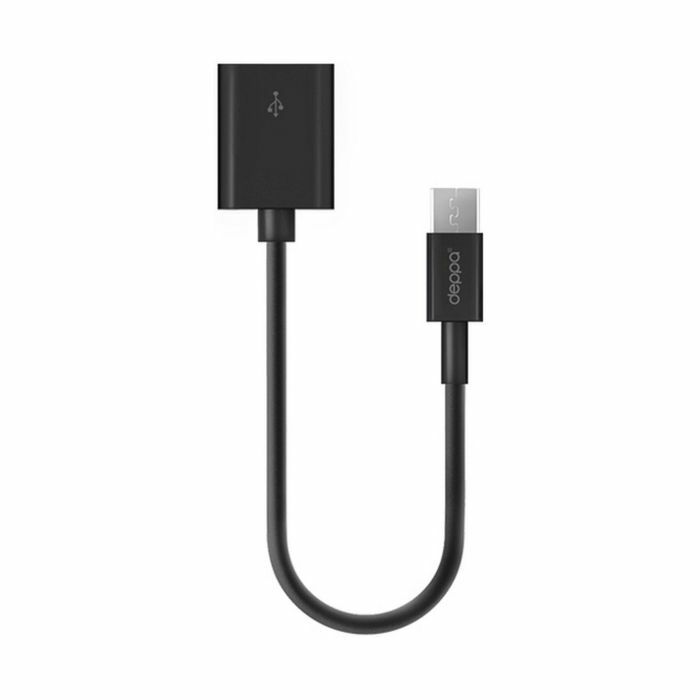 Deppa cable (72110) OTG adapter USB - micro USB, black, 0.15m