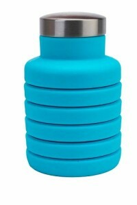 Botella de agua de silicona Bradex plegable con tapa, 500 ml, color: azul