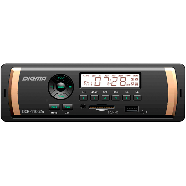 Gravador de fita auto-rádio DIGMA DCR-110G24