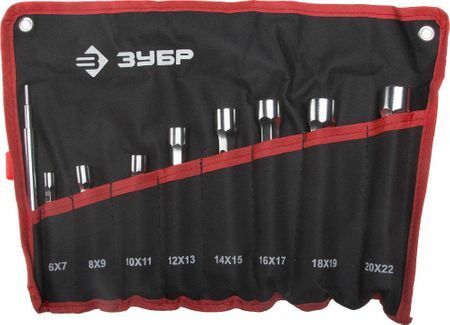 Set of double-sided socket wrenches MASTER BISON, reinforced, hex profile, 6-22mm, with a knob, 9 pcs