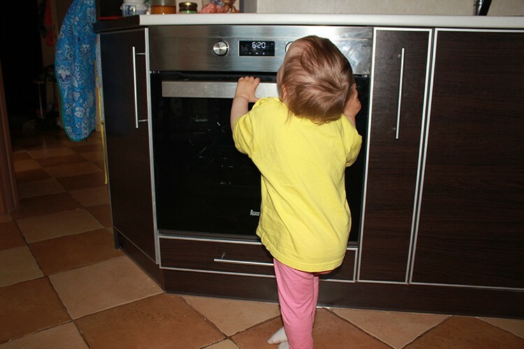 During pyrolysis cleaning, keep children away from the stove, as the door can become very hot