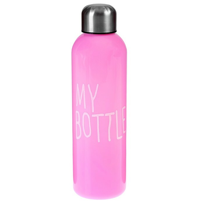 Min flaske 750 ml vannflaske, skruelokk, rosa, 6,5x24 cm