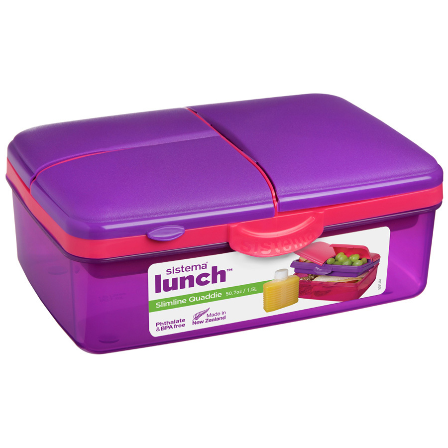 Lunchbox Sistema 4-sekcyjny fioletowy 1,5L z butelką