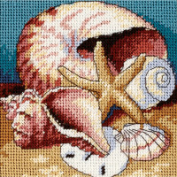 Kit de bordado com costura de tapeçaria Dimensões Conchas, 13x13 cm, art. 07219