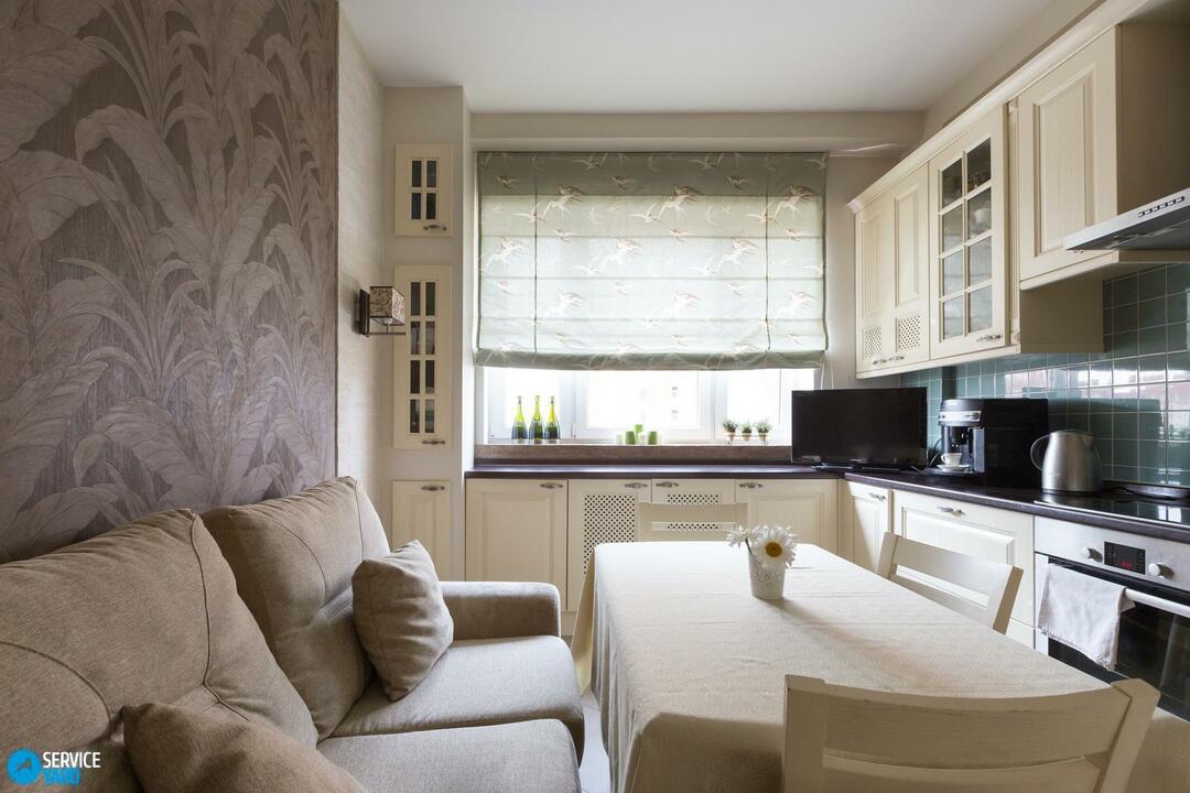 Kitchen design with sofa