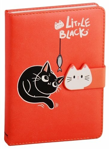 Notebook with magnetic clasp Little black cat (224 pages) (12х17) (12-22830-3445)