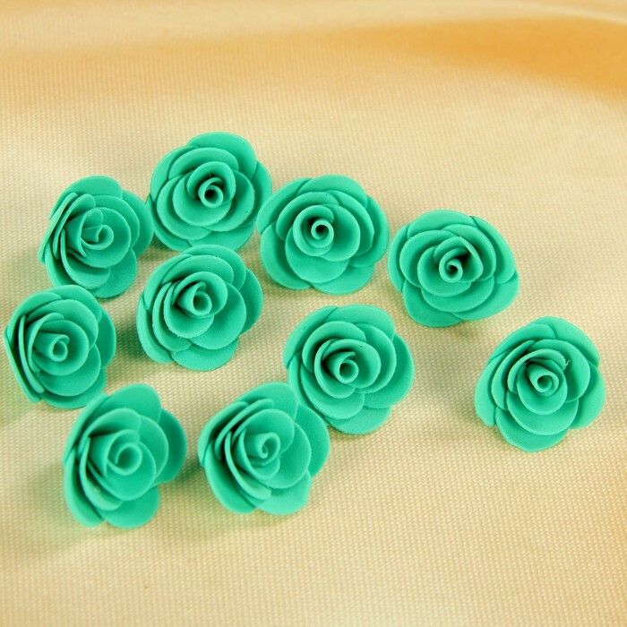 חתונת פרח קשת לעיצוב מ- foamiran בקוטר בעבודת יד 3 ס" מ (10 יח ') טורקיז