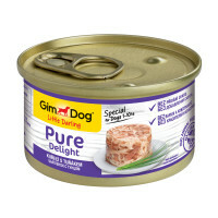 Šlapias šunų maistas „GimDog Pure Delight Chicken“ su tunu, 85 g