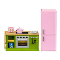 Los muebles para el juego de cocina Smoland lodge con el refrigerador, el arte. LB_60202700