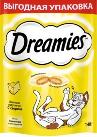 Dreamies cienasts pieaugušiem kaķiem, spilventiņi ar sieru, 140 g