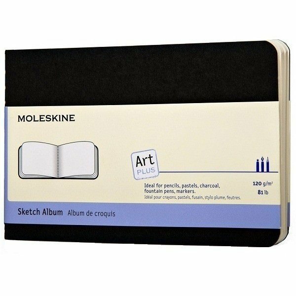 Bloco de desenho Moleskine Cahier Sketch Album Pocket, preto, sem norma 397812 (ARTSKA2)