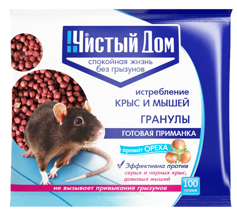 Granulat für Ratten und Mäuse mit Nussgeruch (Clean House), 100 gr