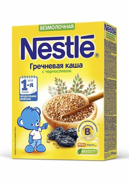 Mingau Nestlé sem leite em pó trigo sarraceno com ameixas com bifidobactérias enriquecidas de crescimento rápido, 200 g Nestlé