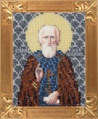 Mønster på stof til broderi med perler VERTOGRAD. Sankt Sergius af Radonezh, 10х13 cm, art. C706