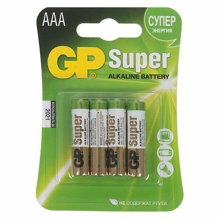 סוללת AAA GP Super Alkaline 24A LR03, 4 יח '.