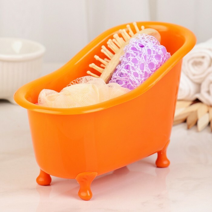 Bath set 4 pcs. (comb, washcloth, pedicure sponge, shower cap), MIX color