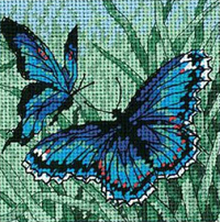Kit de bordado com ponto de tapeçaria Dimensões Par de borboletas, 13x13 cm, art. 07183