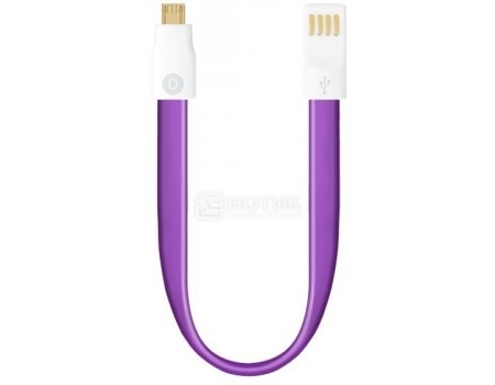 Cable Deppa 72162, USB - microUSB, flat, magnet, 0.23m, Purple