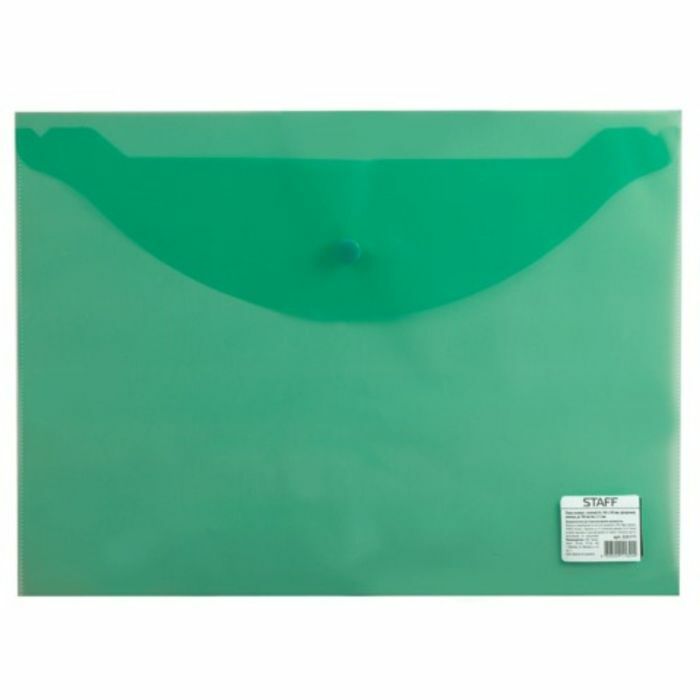 Button-Umschlagmappe A4 120 Mikron STAFF Economy, 340x240 mm, transparent grün, bis 100 Blatt
