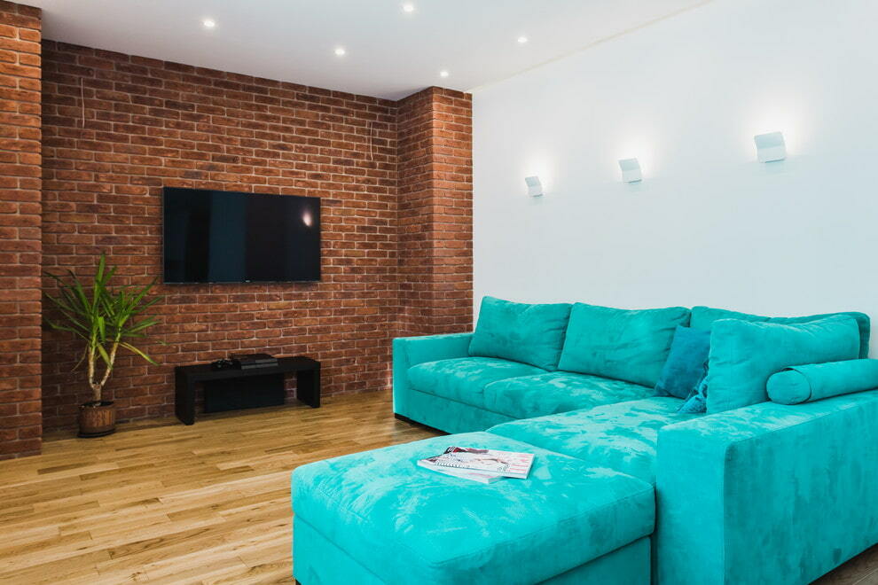Wall decoration with TV red brick wallpaper