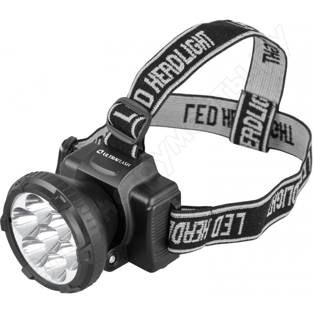 Headlamp ultraflash led 5362 (rechargeable battery 220v, black, 7led, 2 cut, layer, box) 11256